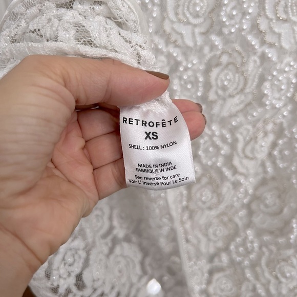 Retrofete Landy Sheer Lace Faux Pearl Adorned Maxi Dress White NEW with tag - Picture 8 of 14